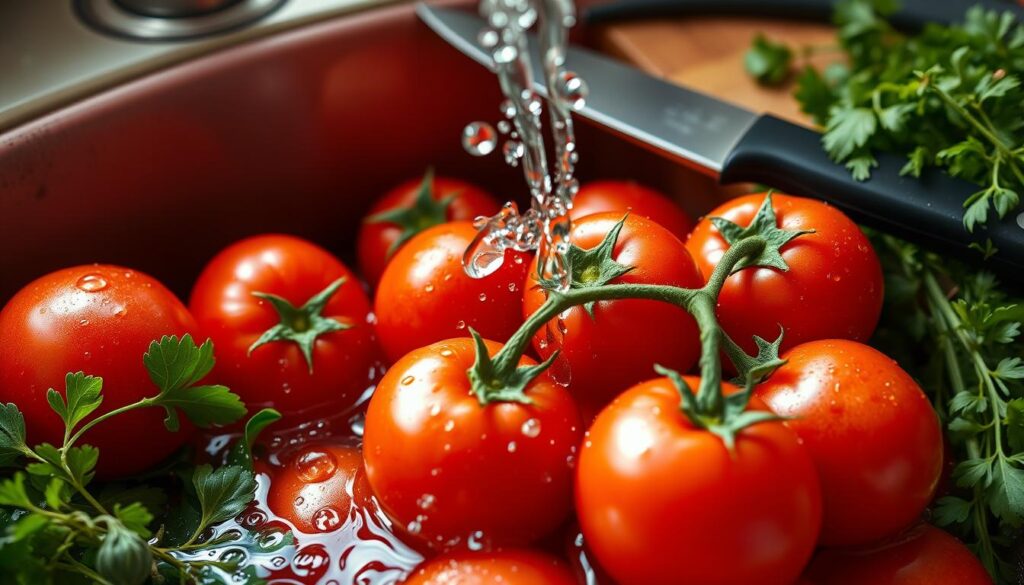 Preparing Grape Tomatoes for Roasting