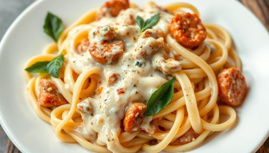 cajun alfredo pasta with sausage