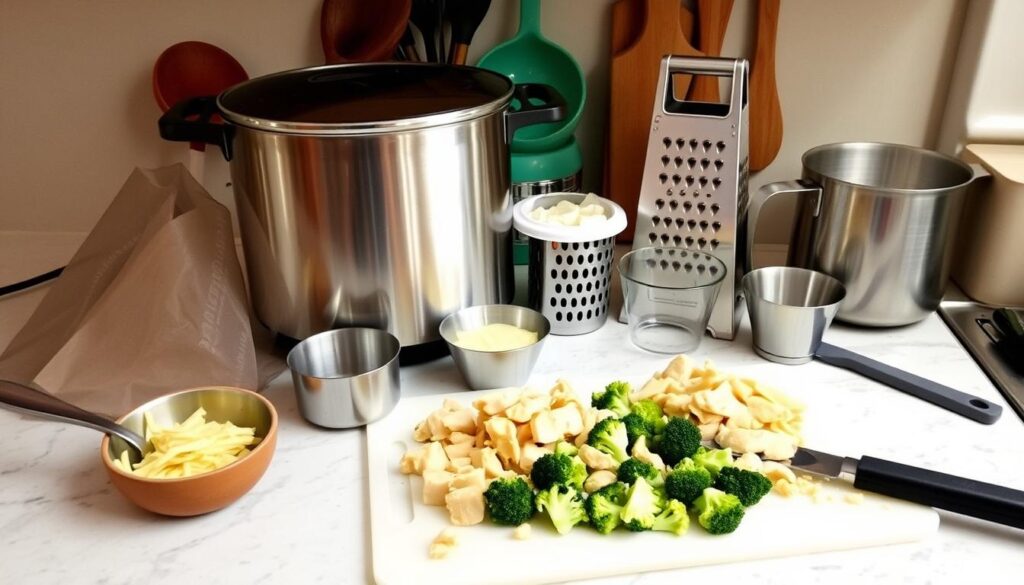 chicken cheddar broccoli soup equipment