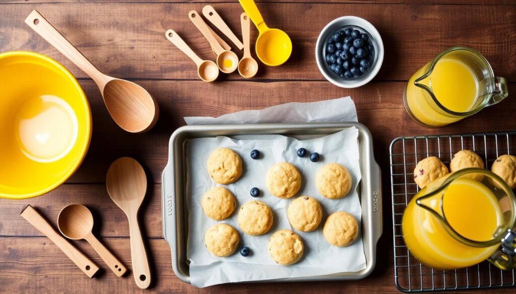 lemon blueberry cookies baking tools