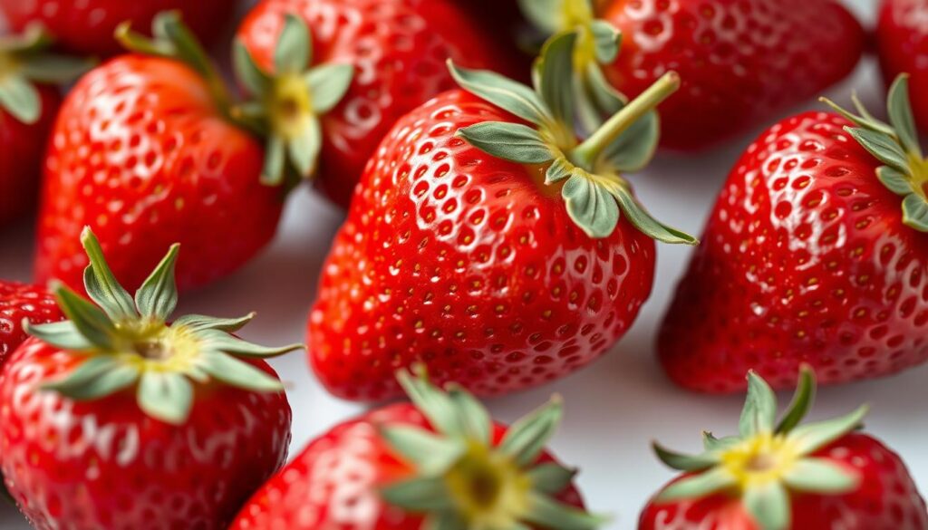 selecting strawberries for puree