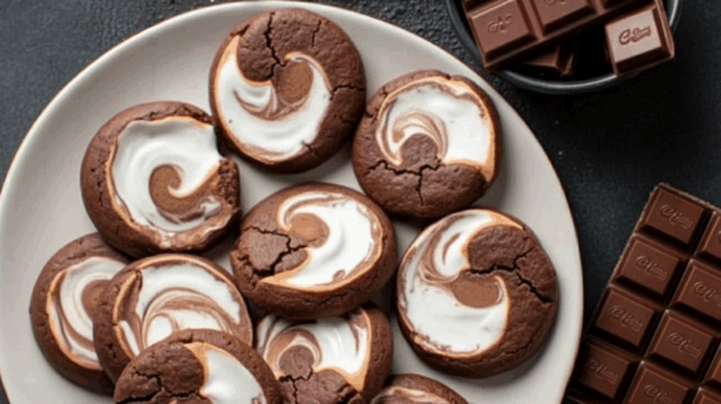 Chocolate Marshmallow Swirl Cookies