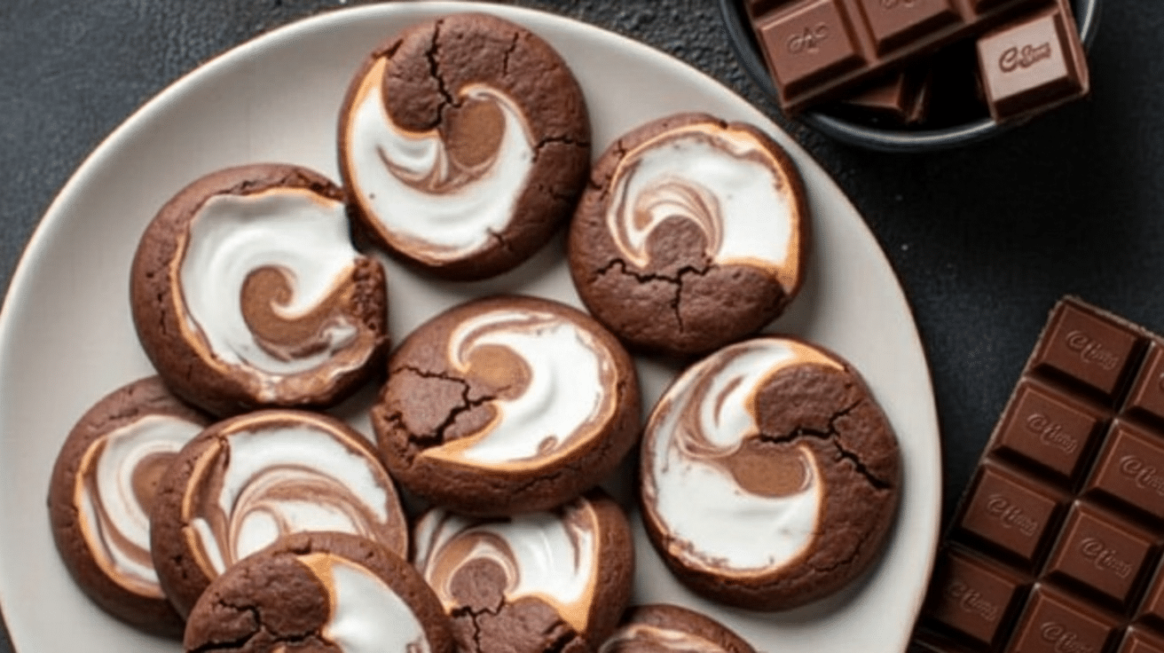 Chocolate Marshmallow Swirl Cookies