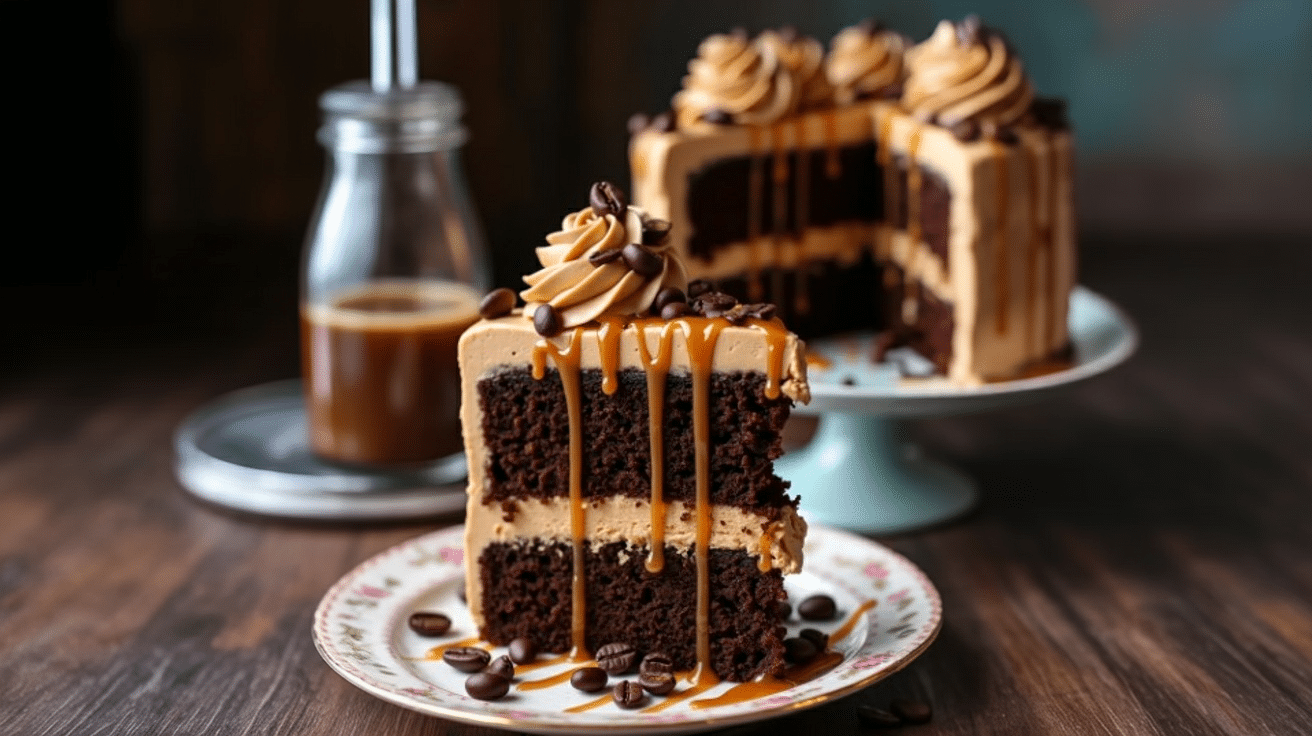 Delicious Gooey Coffee Caramel Cake