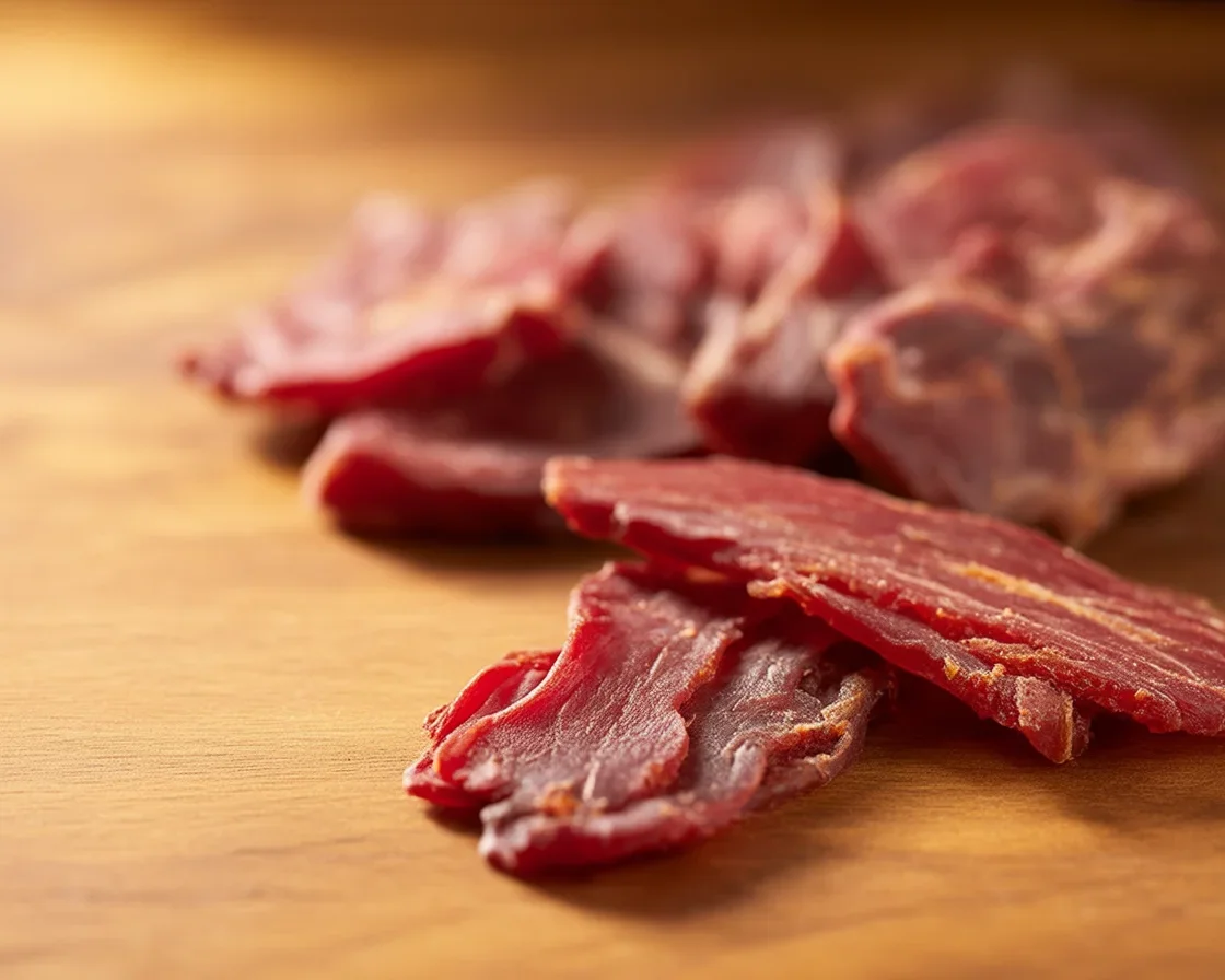 Beef jerky as a healthy snack option for weight loss: high in protein, low in fat.