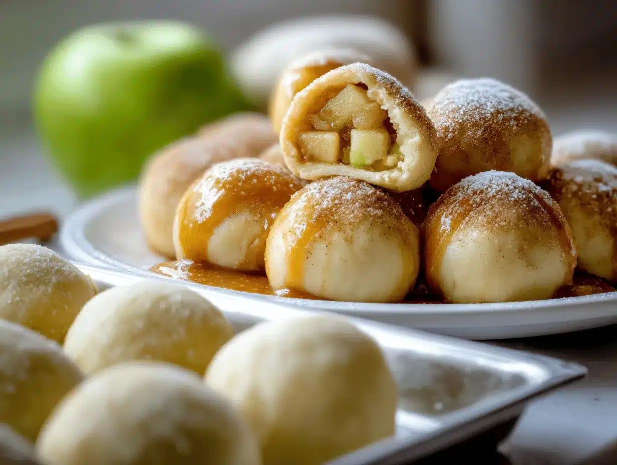 Caramel Apple Pie Bombs preparation steps