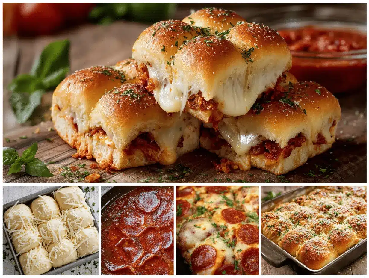 cheesy pepperoni pizza sliders preparation steps