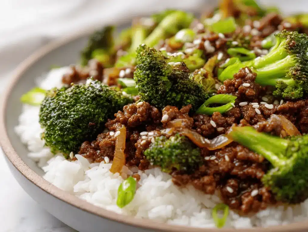 ground beef and broccoli stir fry - featured image
