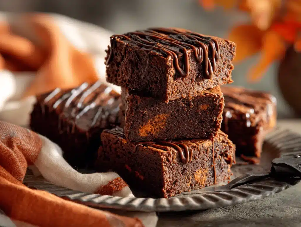 healthy pumpkin brownies - featured image