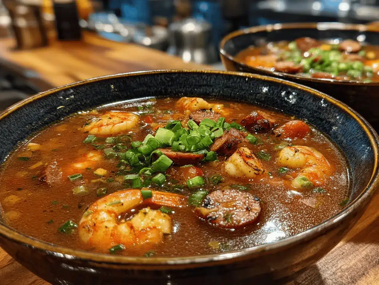 Louisiana seafood gumbo preparation steps