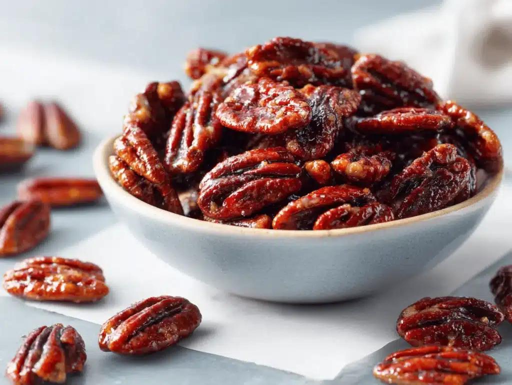 maple roasted candied pecans - featured image