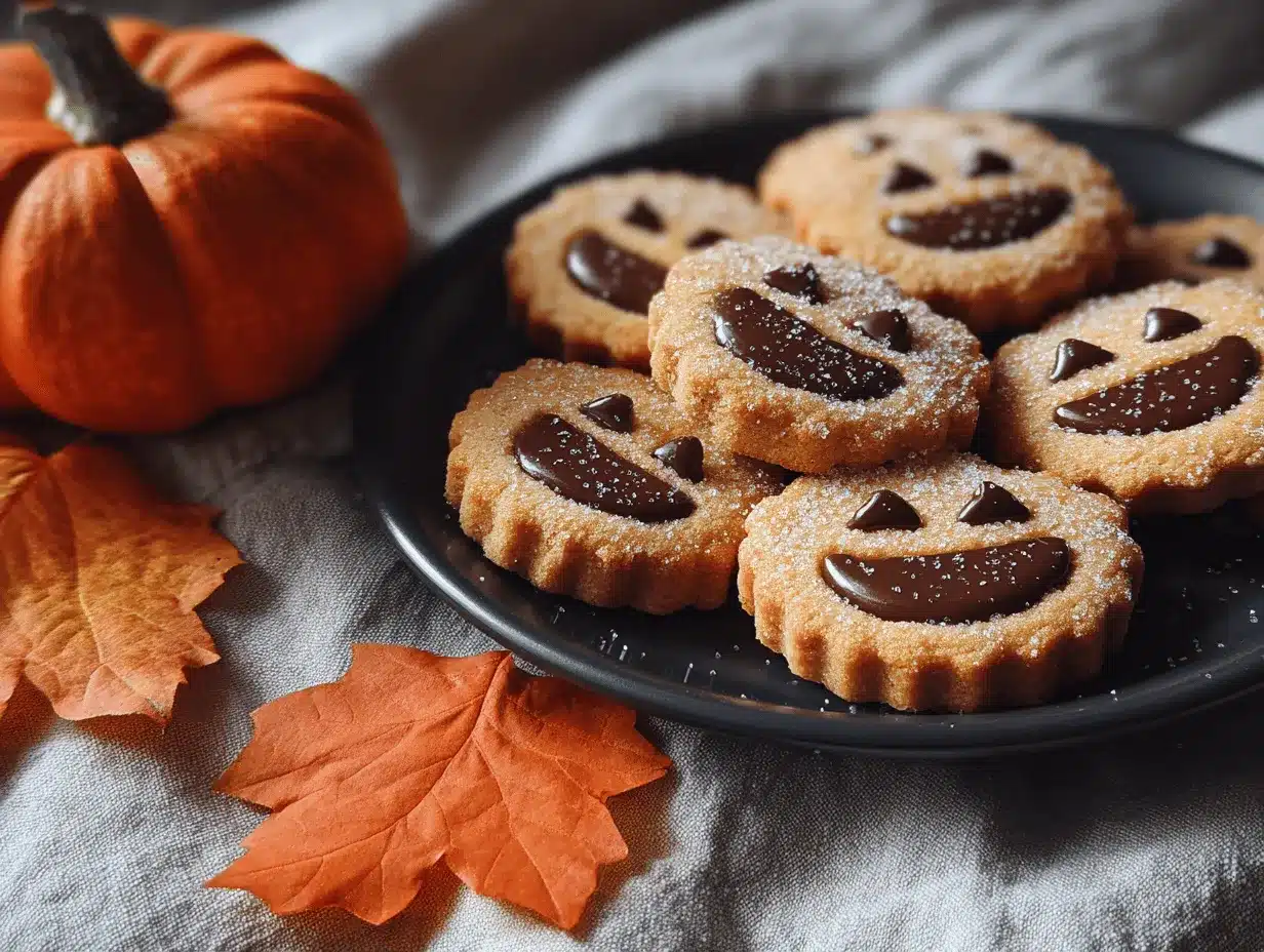 milk chocolate stuffed Jack O Lantern cookies preparation steps