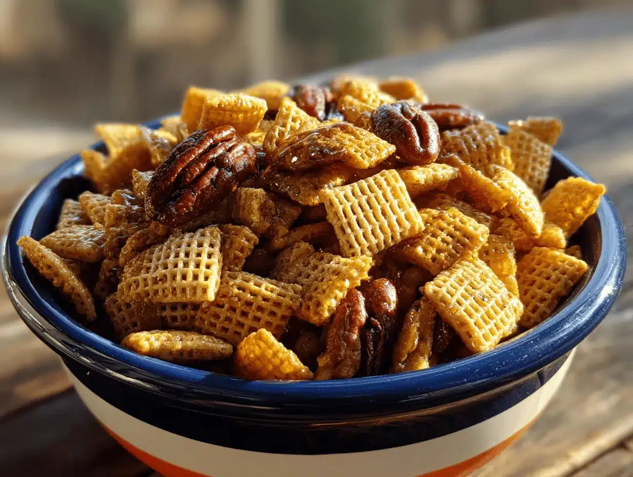 Praline Crunch Chex Mix preparation steps