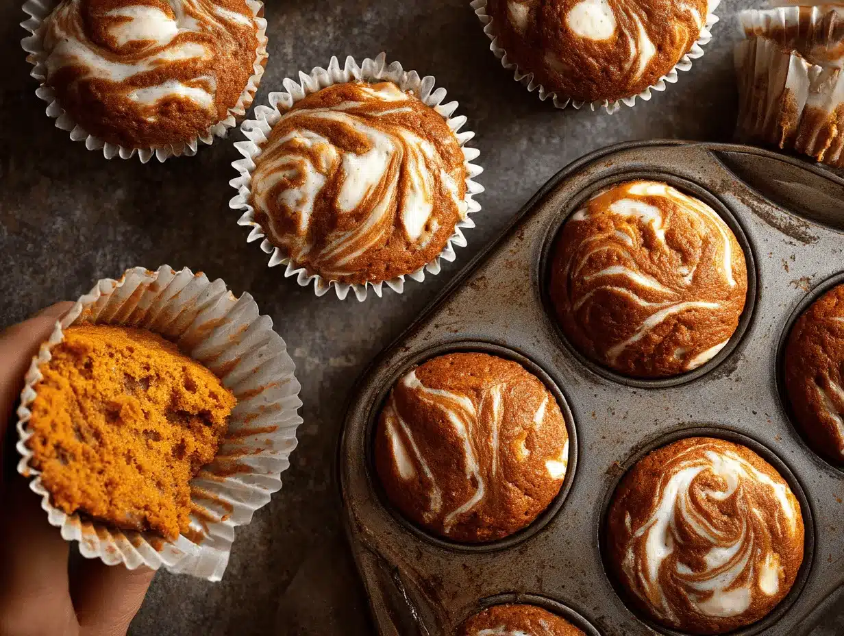 pumpkin cream cheese swirl muffins preparation steps