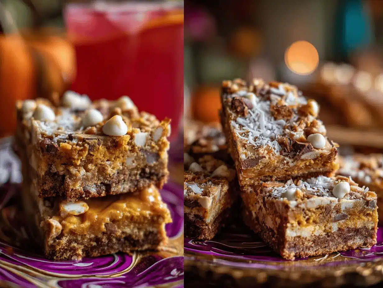 Pumpkin Spice Magic Bars preparation steps