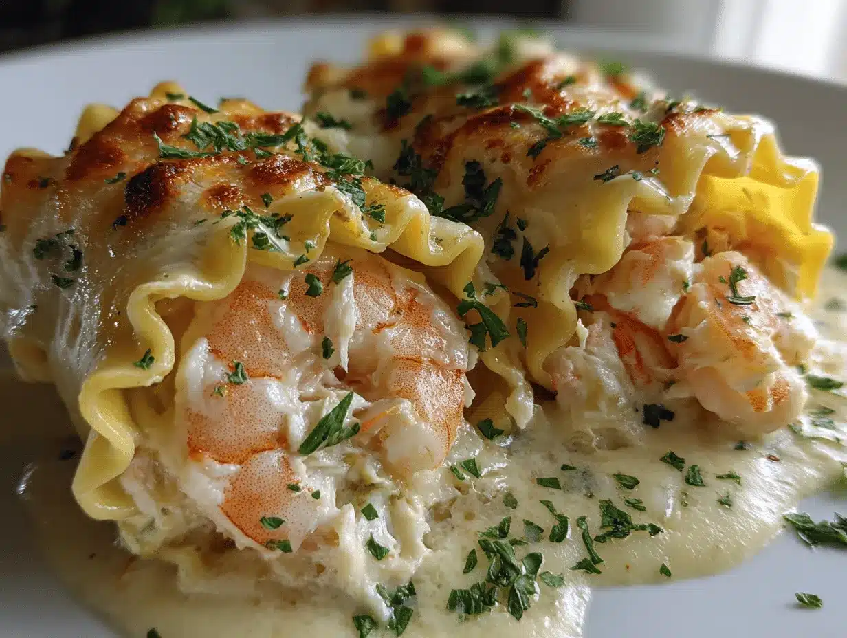 Shrimp and Crab Alfredo Lasagna Roll-Ups preparation steps