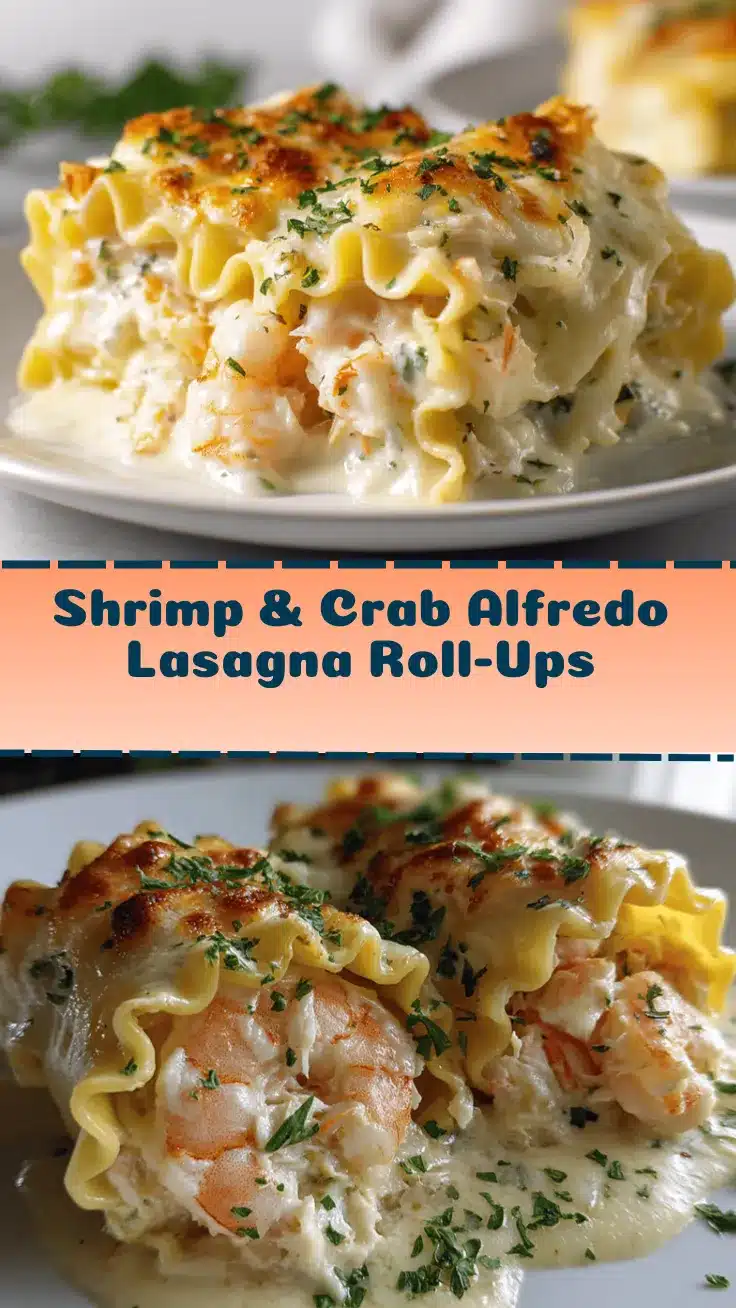 Shrimp and Crab Alfredo Lasagna Roll-Ups recipe