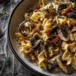 creamy Halloween mushroom stroganoff - featured image