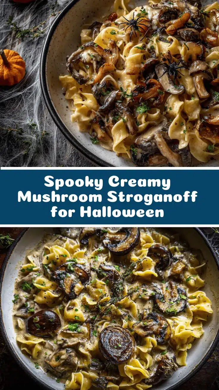 creamy Halloween mushroom stroganoff recipe