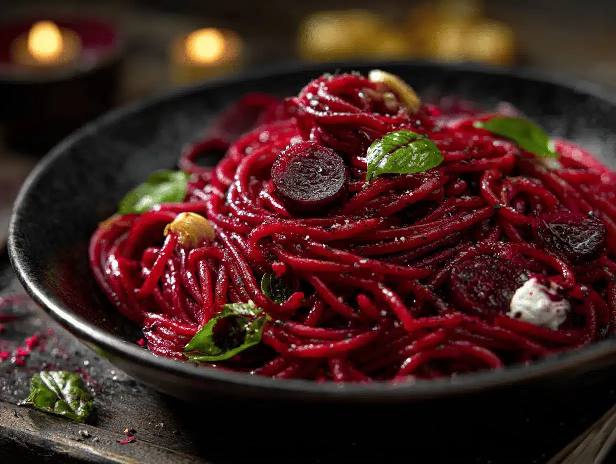 Halloween Bloody Beet Pasta preparation steps
