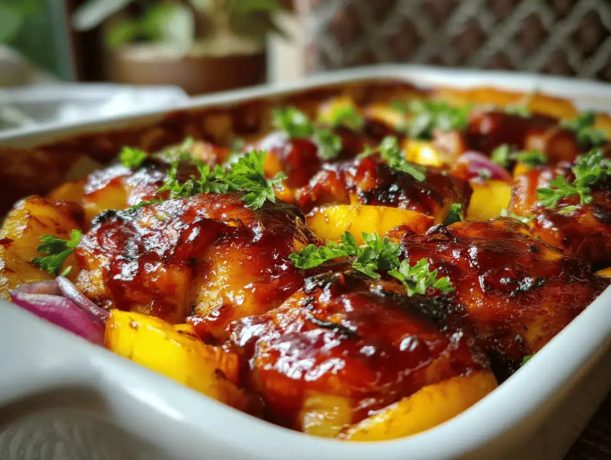 roasted peach BBQ chicken bake preparation steps