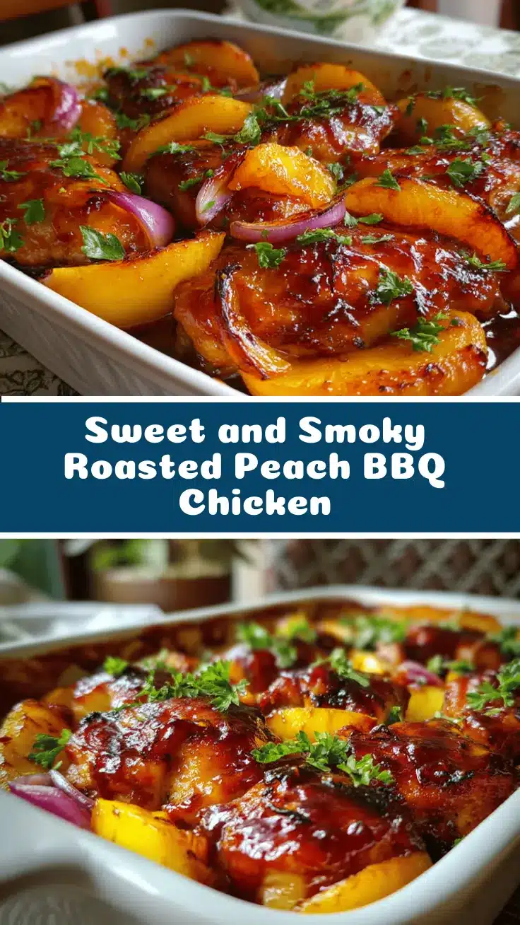roasted peach BBQ chicken bake recipe