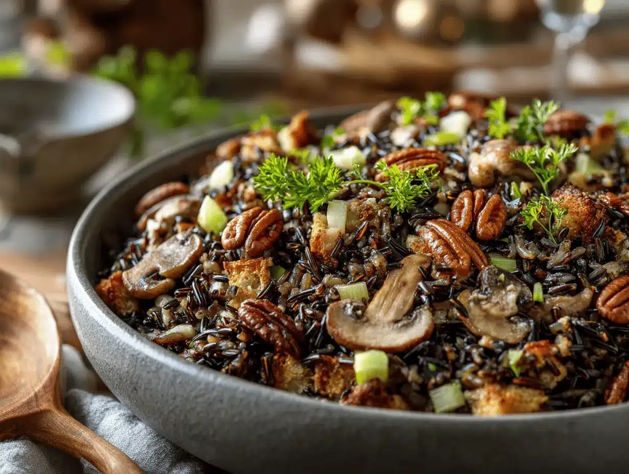 wild rice and mushroom stuffing preparation steps